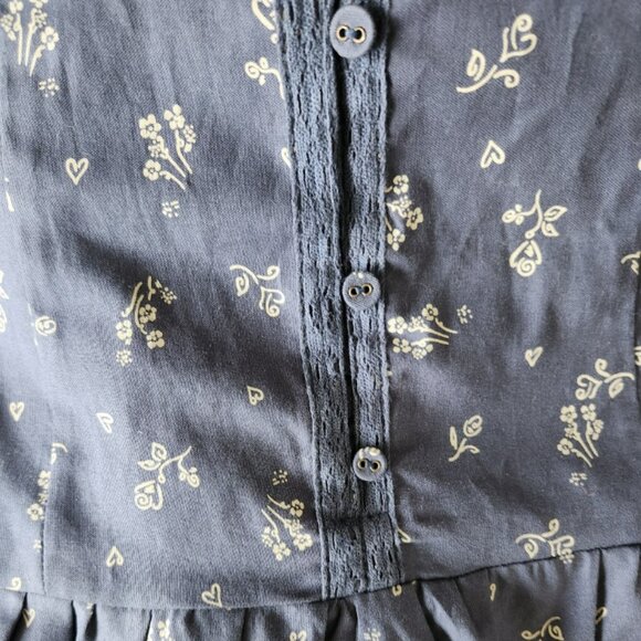 NWT size SMALL Free People BEASLEY Mini dress cotton navy floral collared blue - Picture 11 of 16